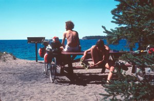 Jim and Neal, swimming in Lake Superior, shortly before our potato salad lunch