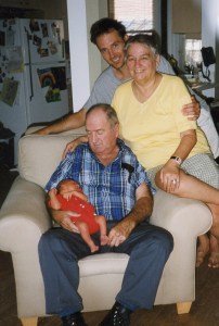 Randy with his parents Lois and Keith, and newborn Ryan