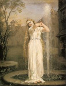 An early 20th century oil painting of Ondine, by John William Waterhouse.